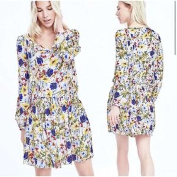 Banana Republic Floral Valeri Boho Cottage Core Mini Dress Size MED - Picture 1 of 11